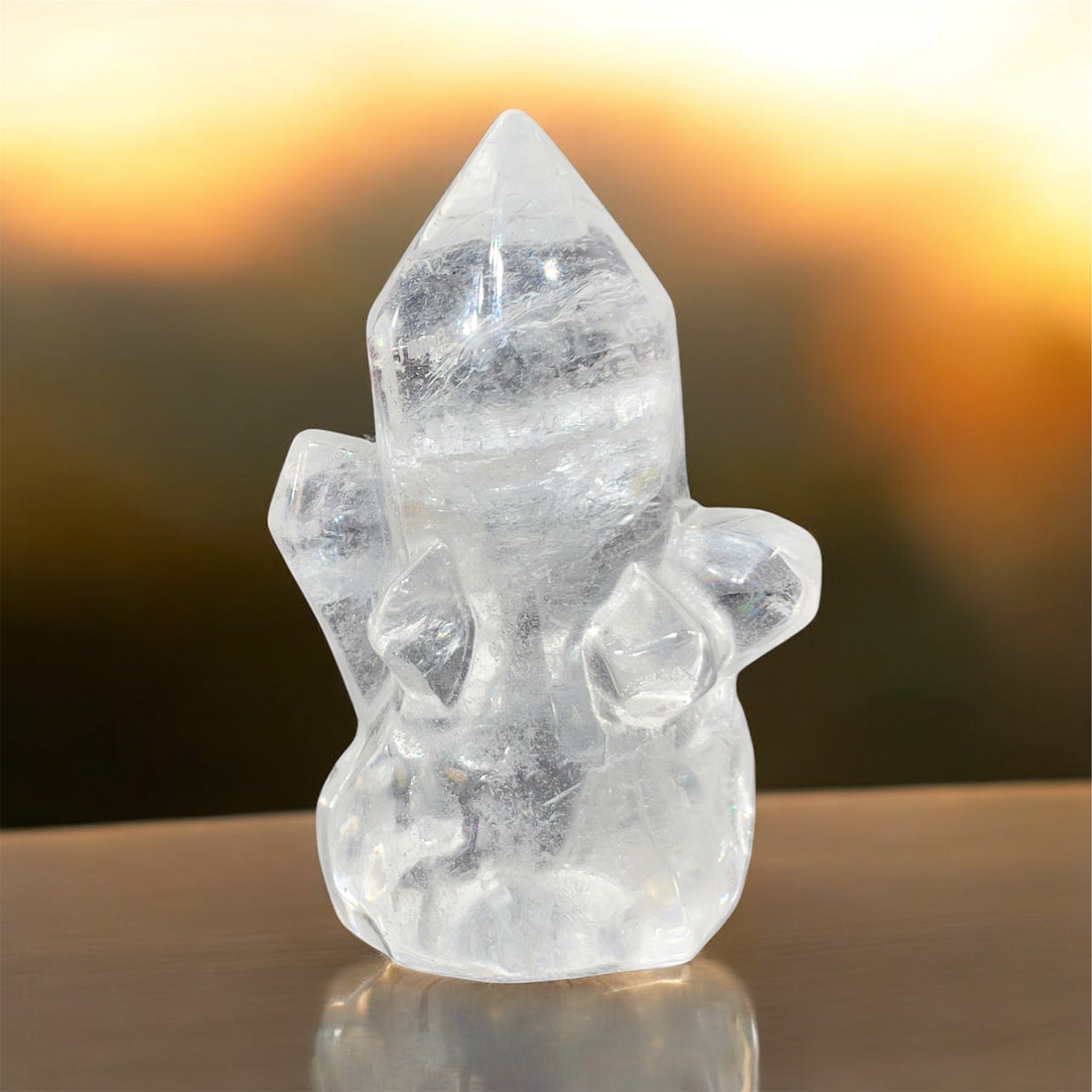 Hand-Carved Clear Quartz Cluster | Single Stone Crystal for Healing, Meditation & Energy | Natural Raw Decor, Chakra Balancing & Spiritual Wellness