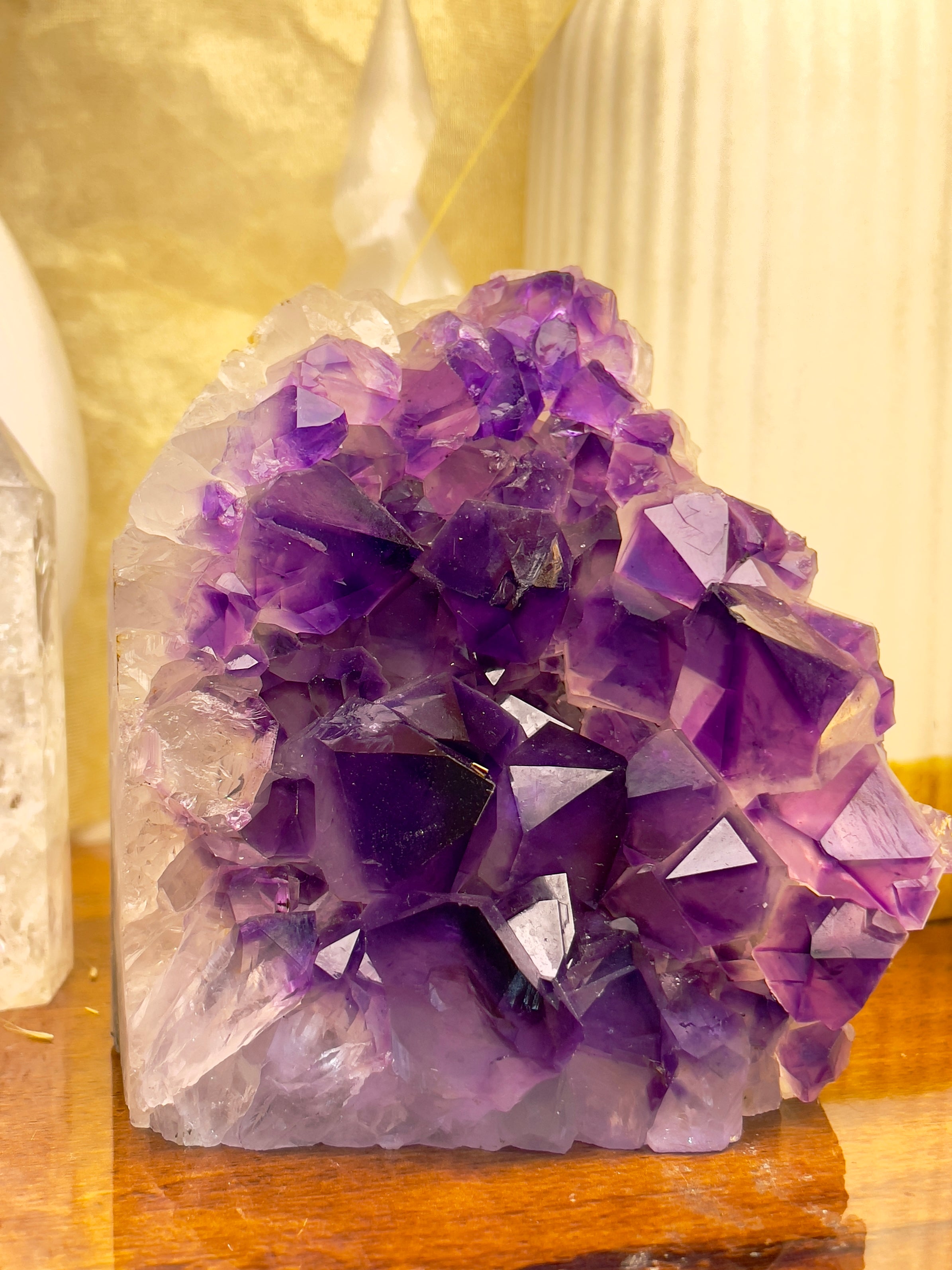 Natural Deep Purple Amethyst Cluster Standing Geode | Healing & Home Decor Stone
