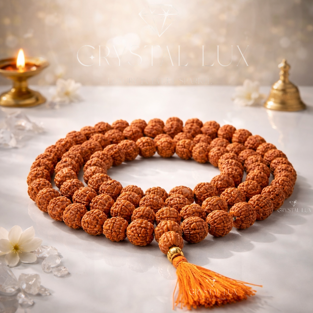5 Mukhi Rudraksha Mala 108 Beads for Jaap & Meditation | Natural Rudraksha Mala