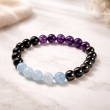 Blood Pressure Balance Crystal Bracelet – Aquamarine, Amethyst, Black Tourmaline & Hematite