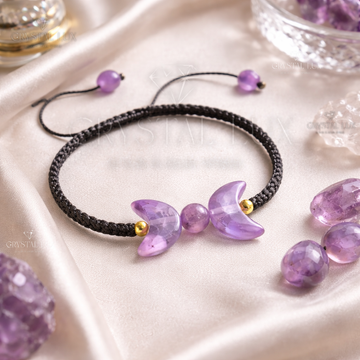 Premium Amethyst Sun Moon Bracelet – Natural Crystal for Emotional Balance & Inner Peace