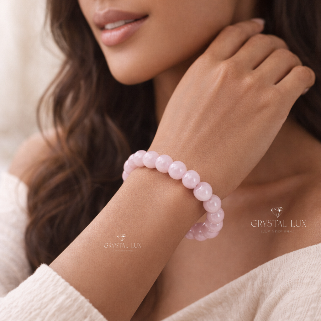 Kunzite 10mm Bracelet – Natural Crystal Healing Bracelet for Self-Love & Calm Energy