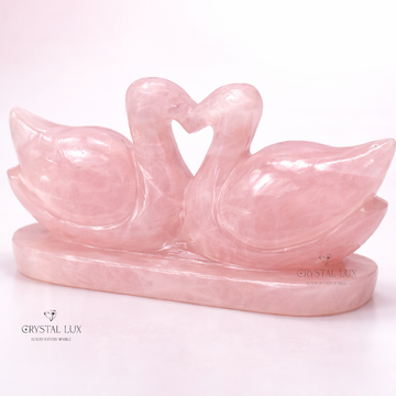 Natural Rose Quartz Love Duck Pair – Relationship Harmony Crystal Decor | Hand-Carved Healing Stone Gift