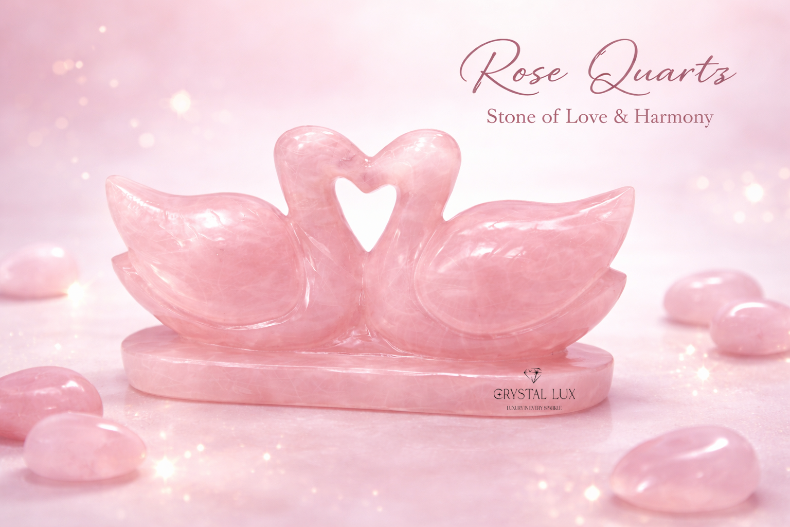 Natural Rose Quartz Love Duck Pair – Relationship Harmony Crystal Decor | Hand-Carved Healing Stone Gift