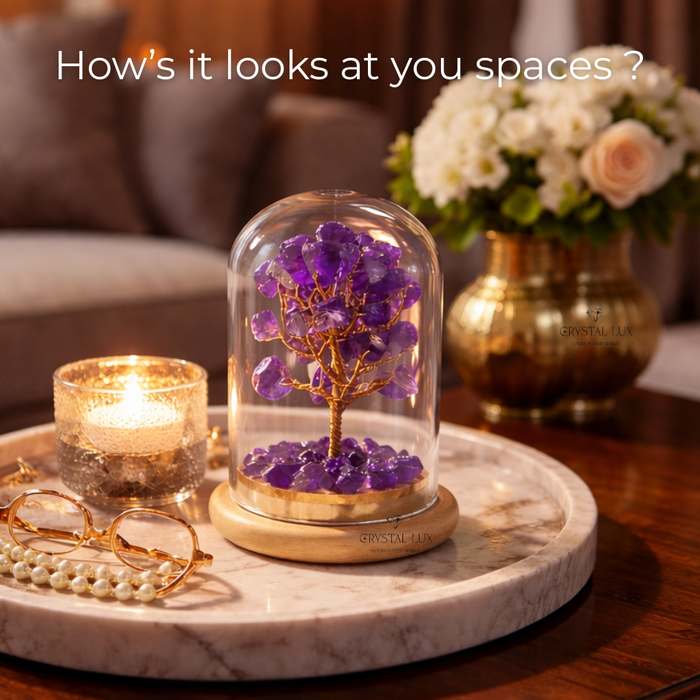 Mini Crystal Bonsai Tree in Glass Dome – Spiritual Home & Office Energy Decor