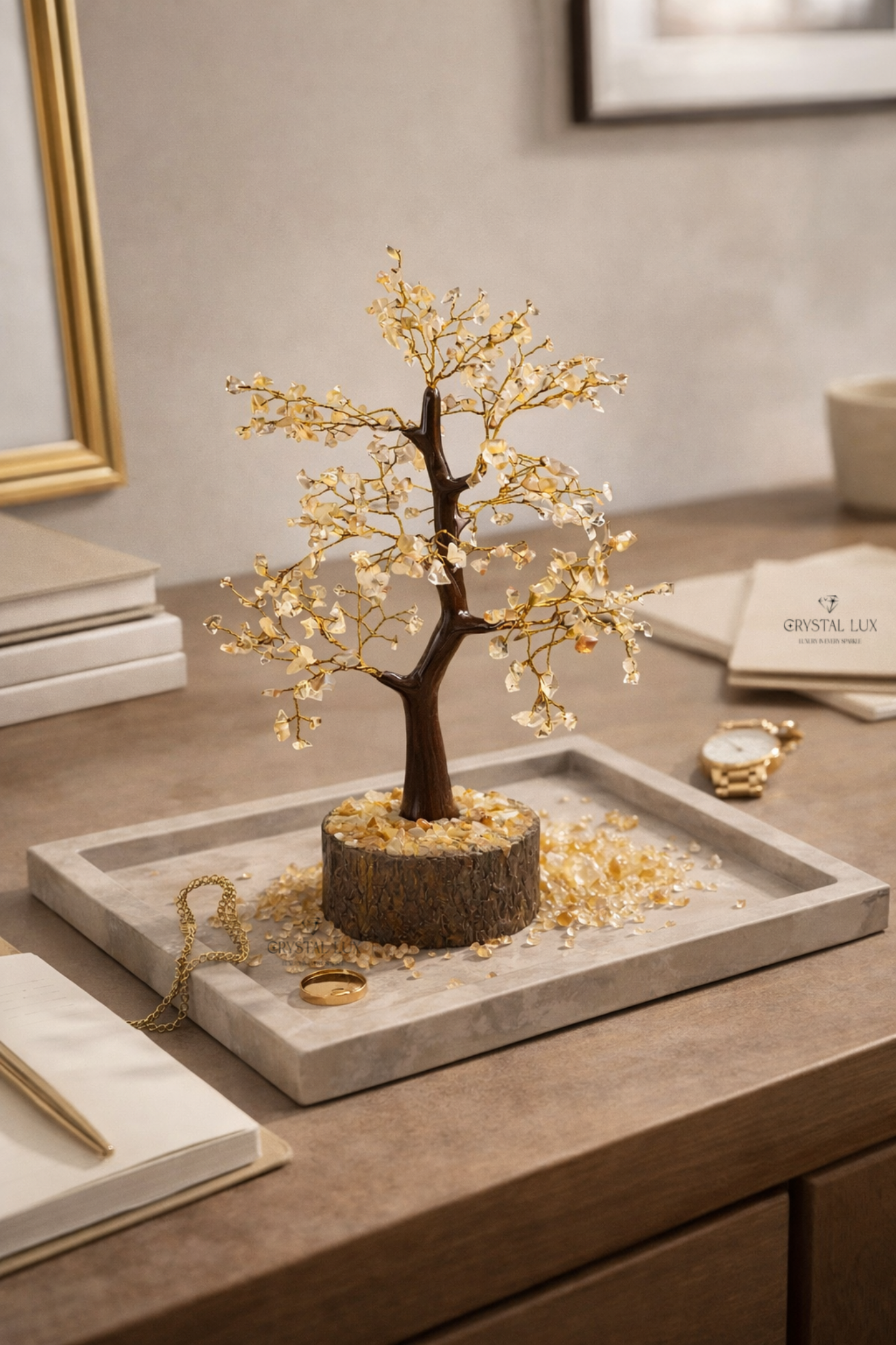 Handcrafted Citrine Crystal Tree – Stone of Success & Abundance | Luxury Home Decor