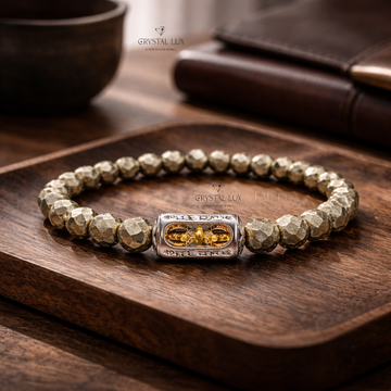 Pyrite Vajra Charm Bracelet | Sacred Symbol of Wealth & Strength