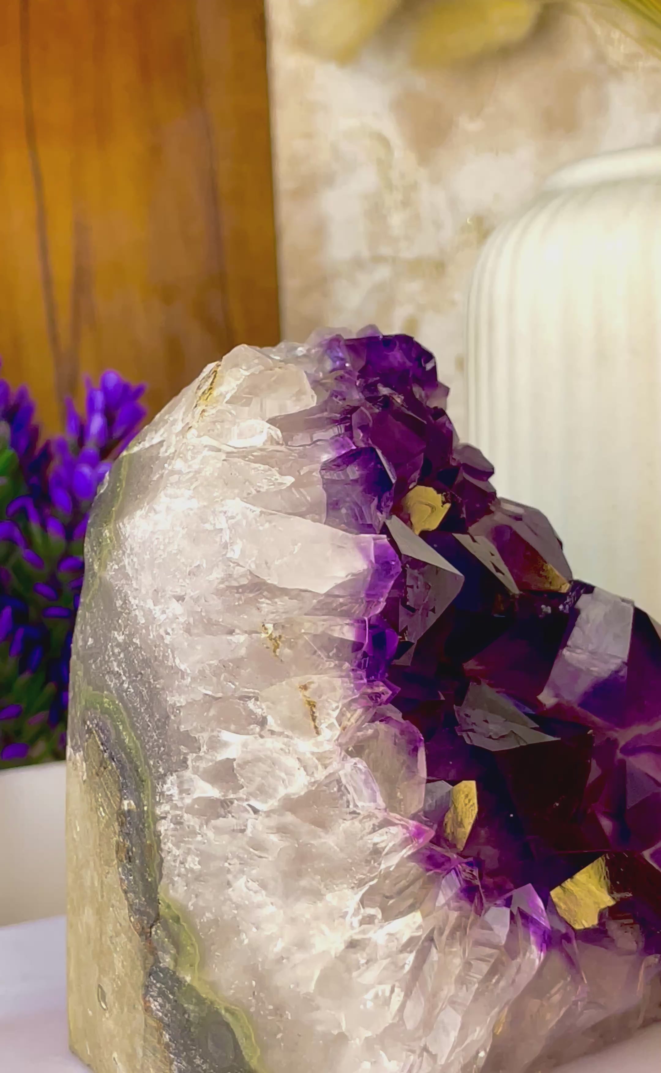 Natural Deep Purple Amethyst Cluster Standing Geode | Healing & Home Decor Stone