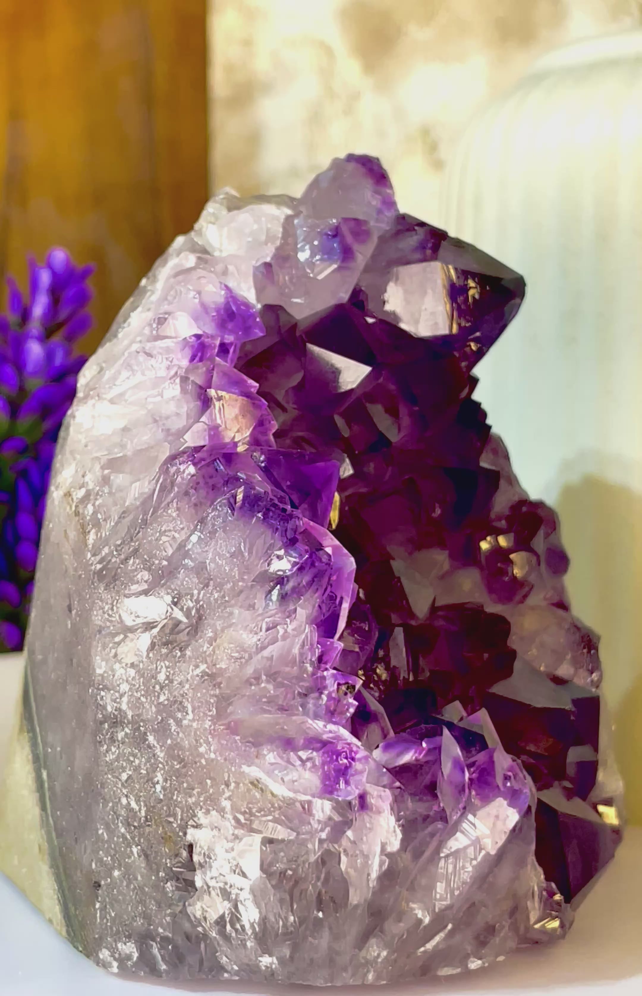 Natural Deep Purple Amethyst Cluster Standing Geode | Healing & Home Decor Stone