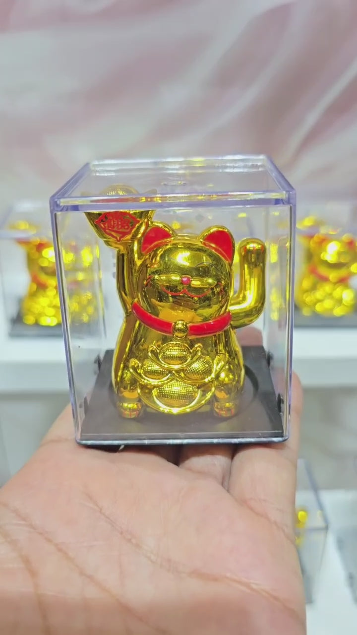 Feng Shui Lucky Cat Maneki Neko Gold Statue – Money Luck & Prosperity Symbol