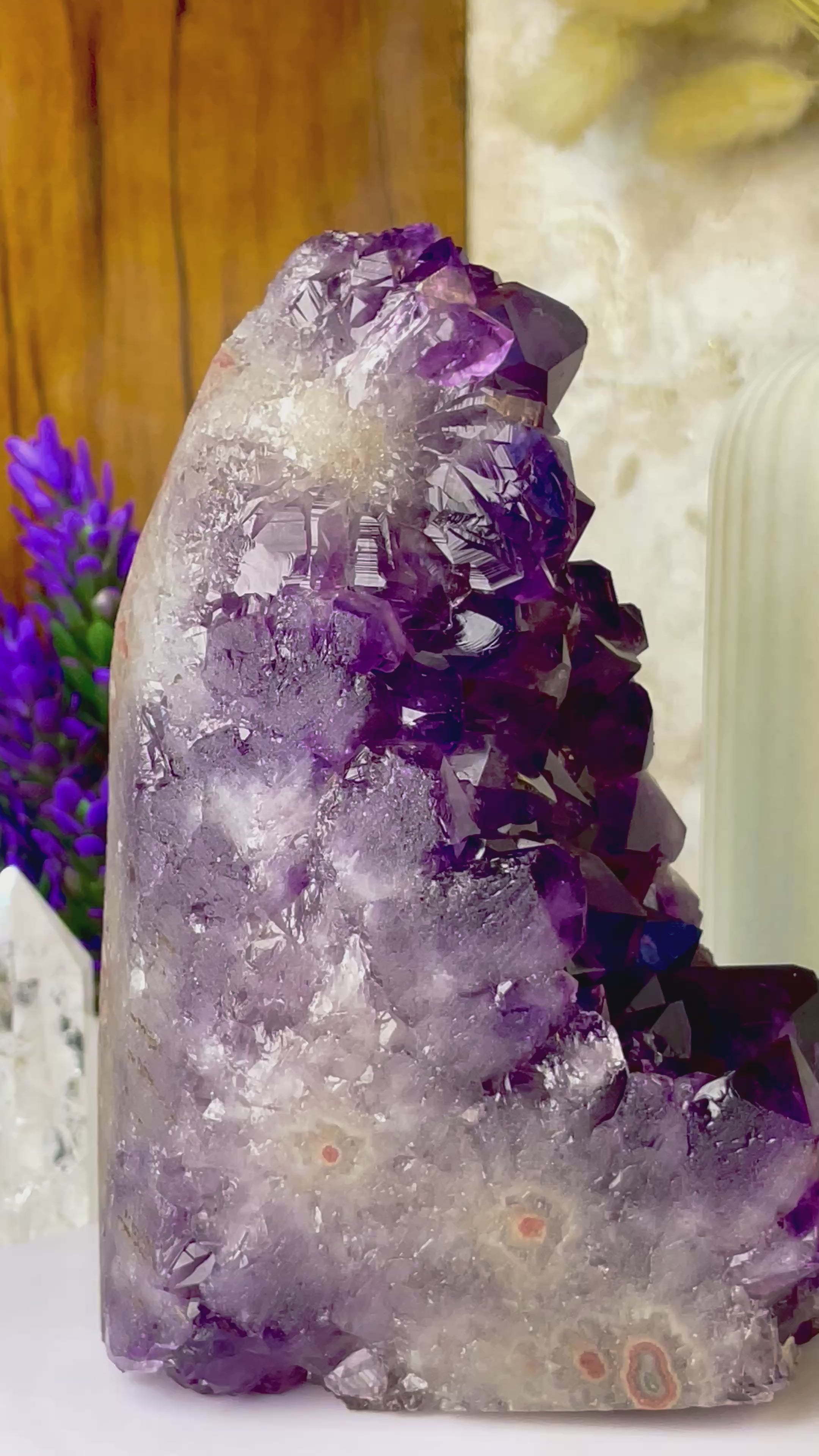 Natural Deep Purple Amethyst Cluster Standing Geode | Healing & Home Decor Stone
