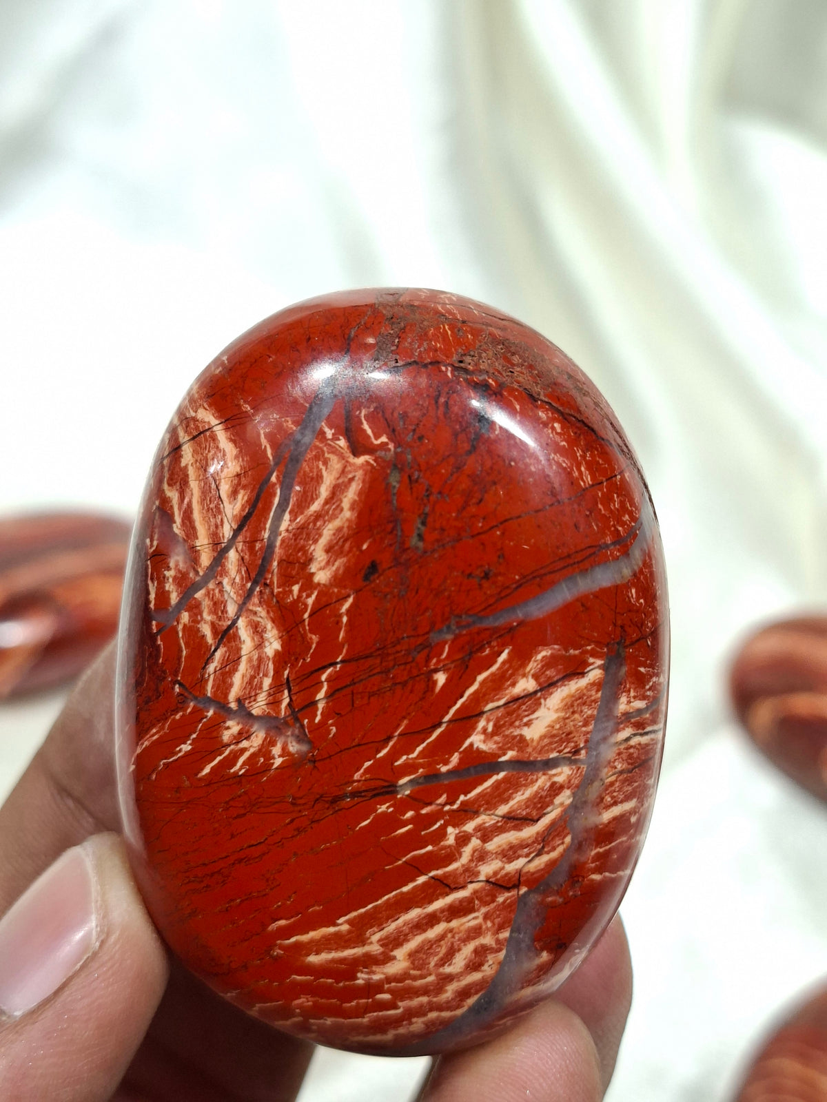 Natural Snake Skin Jasper Palm Stone | Polished Jasper Crystal