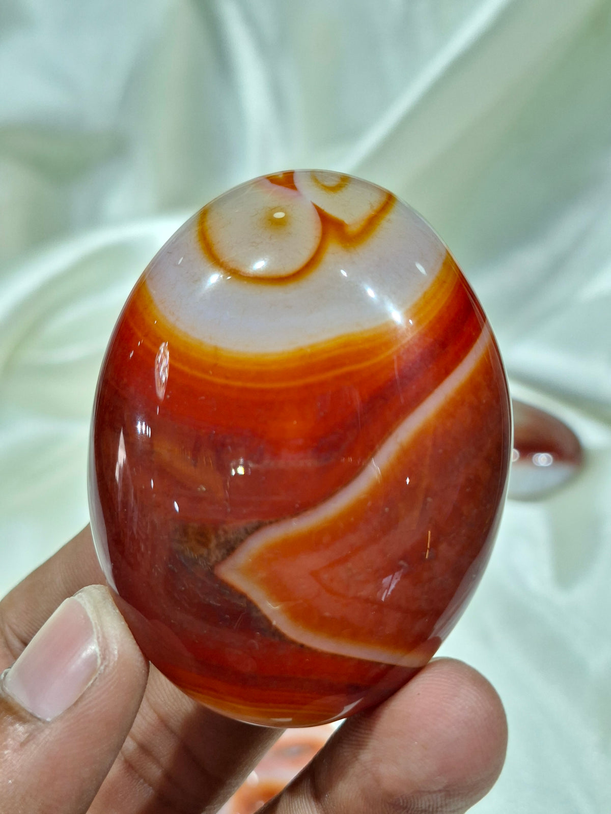 Natural Red Carnelian Palm Stone | Polished Carnelian Crystal
