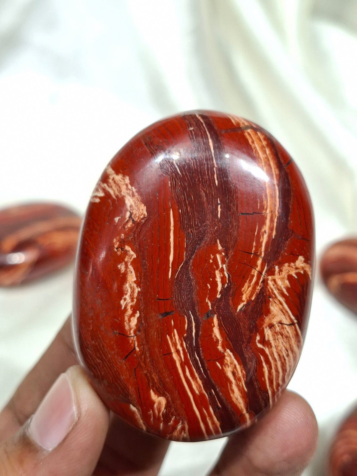 Natural Snake Skin Jasper Palm Stone | Polished Jasper Crystal