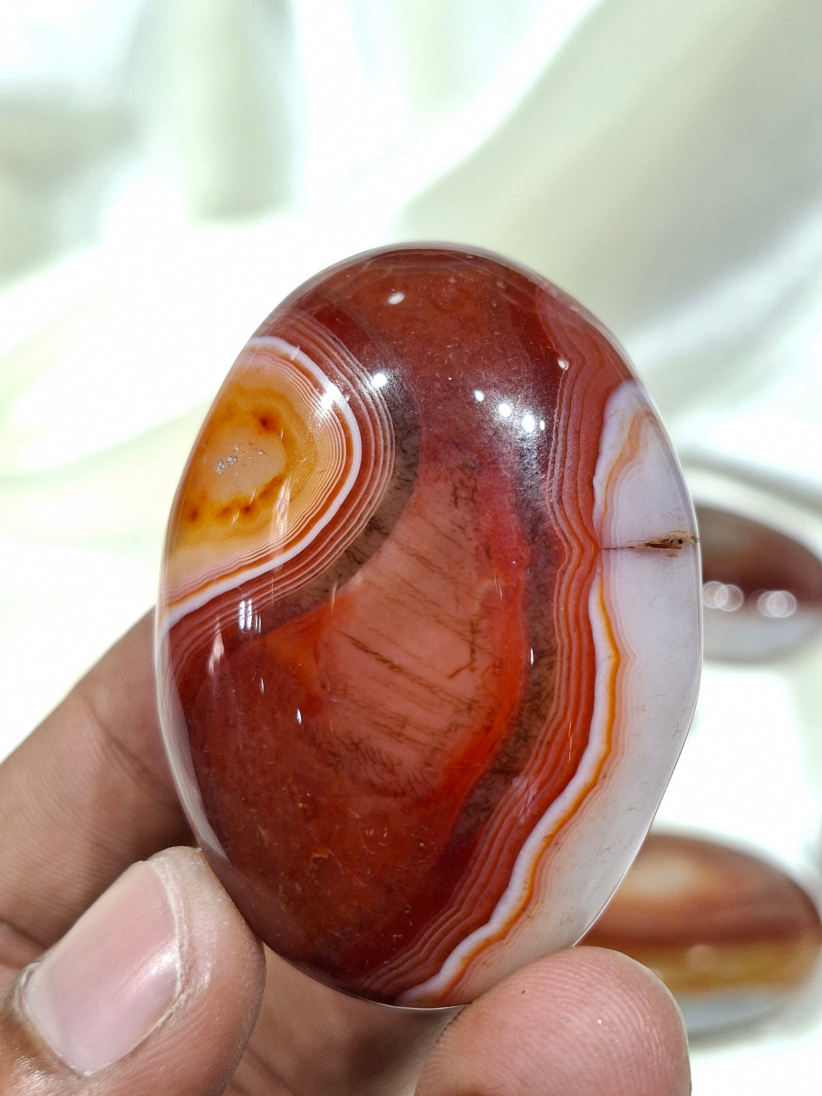 Natural Red Carnelian Palm Stone | Polished Carnelian Crystal