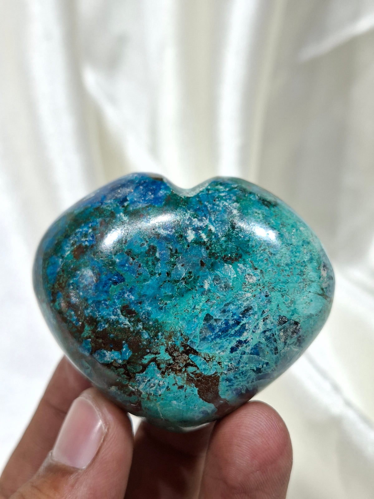 Shattuckite Chrysocolla Puffy Heart | Natural Crystal Heart
