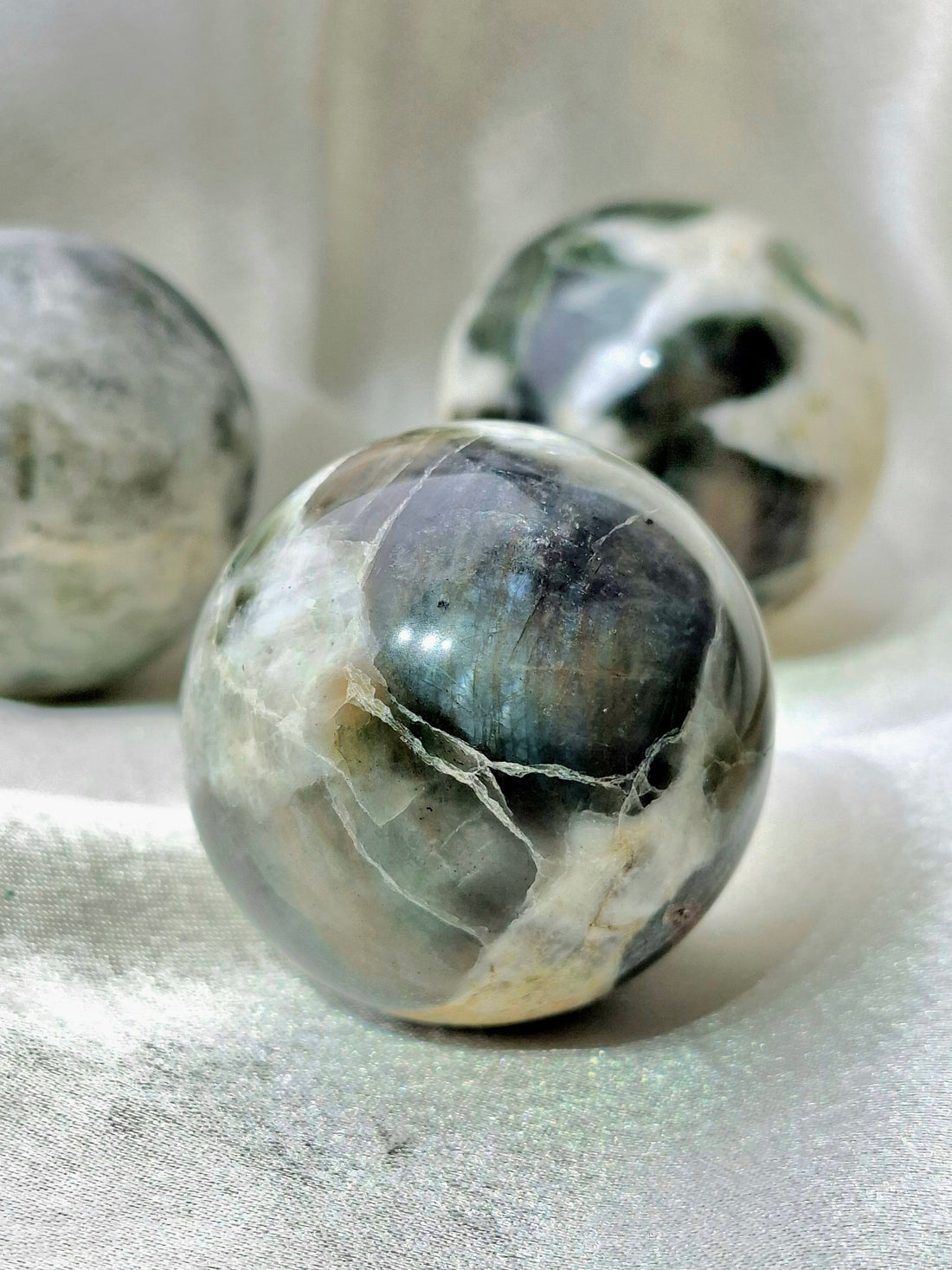 Natural Cats Eye Polarity Moonstone Sphere | Intuition, Emotional Balance & Spiritual Protection