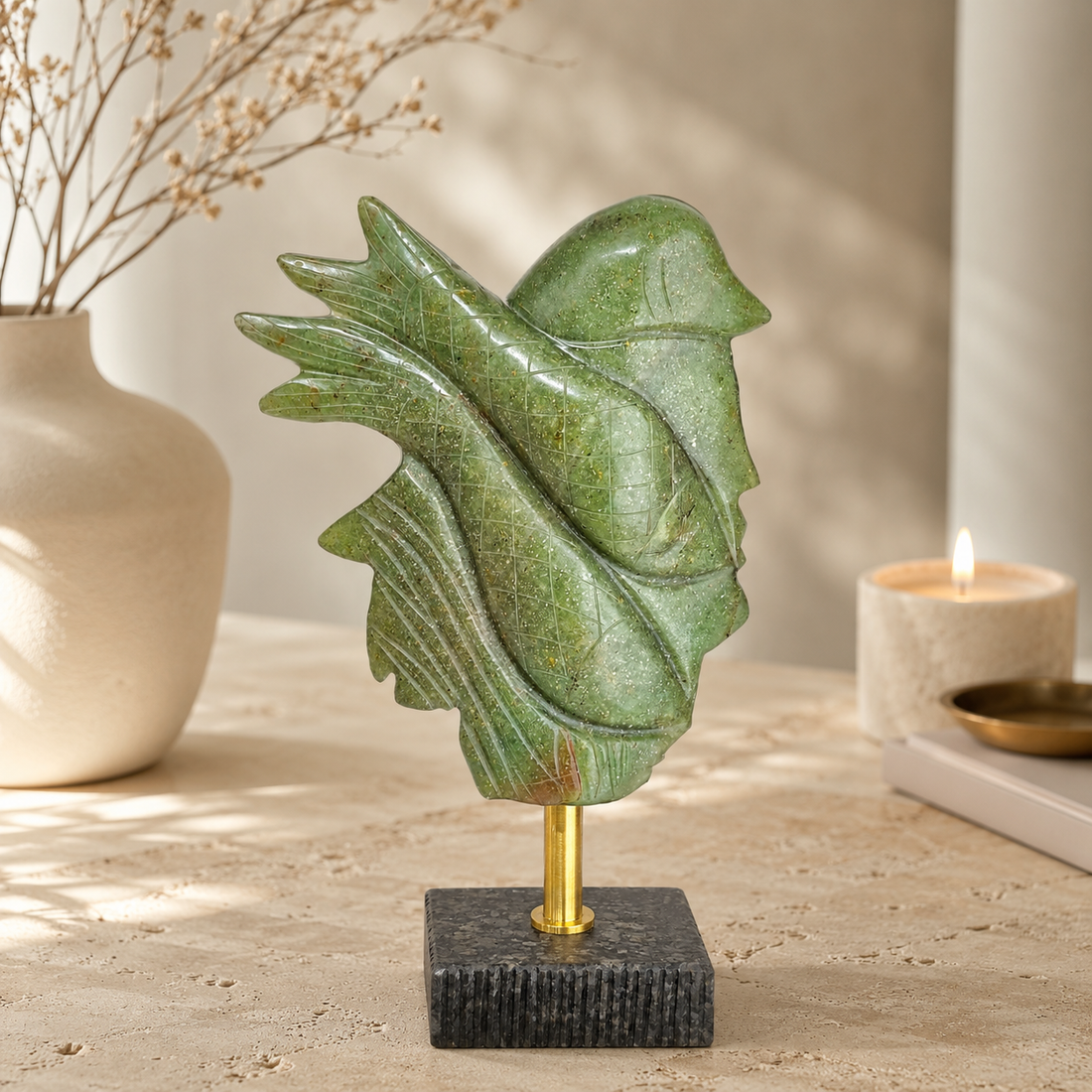 Green Aventurine Shaman | Hand-Carved Gemstone Sculpture