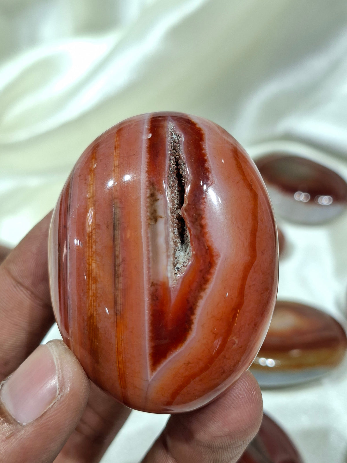 Natural Red Carnelian Palm Stone | Polished Carnelian Crystal