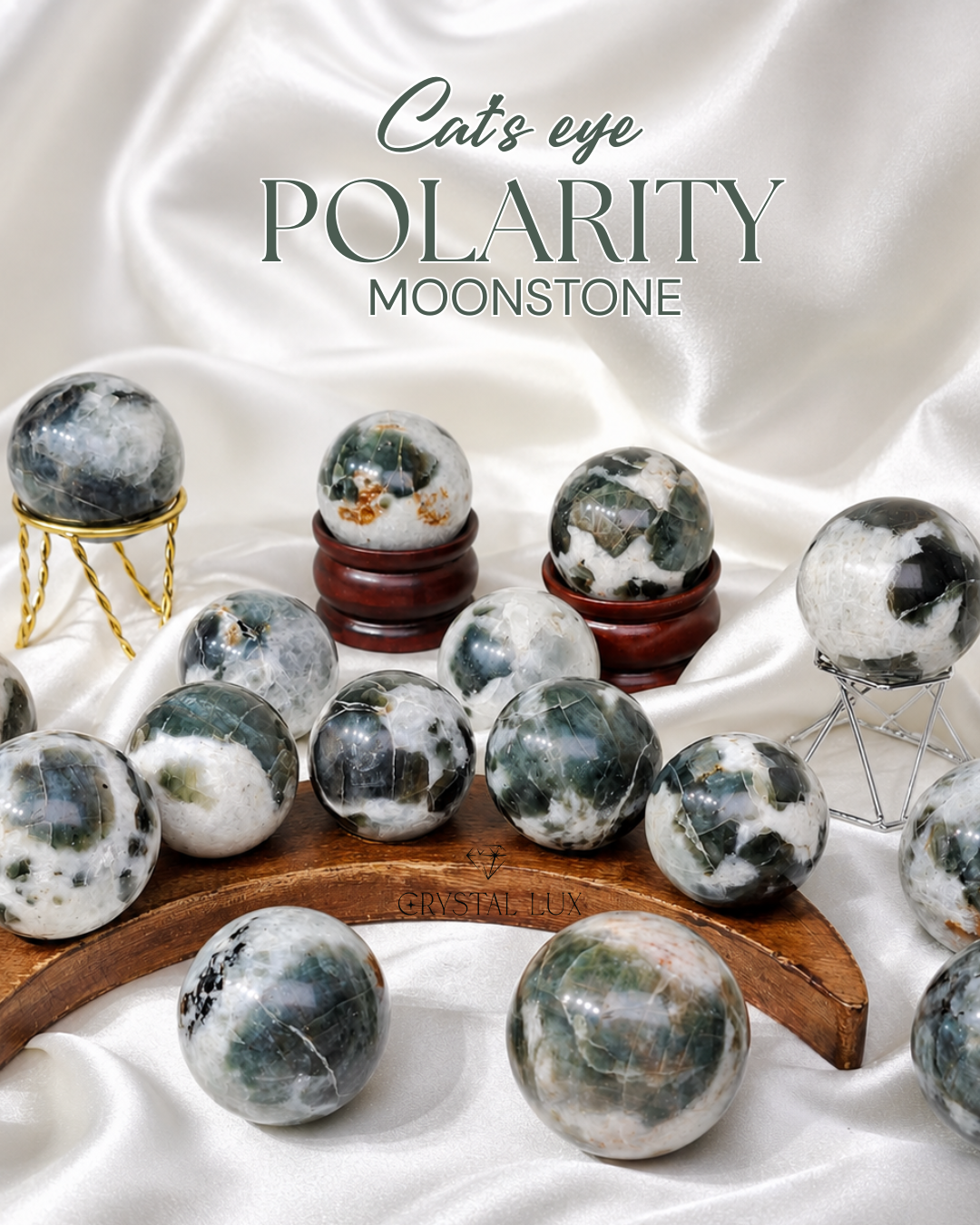 Natural Cats Eye Polarity Moonstone Sphere | Intuition, Emotional Balance & Spiritual Protection
