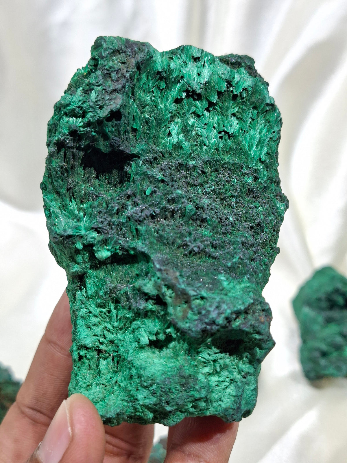 Natural Silk Malachite Raw Crystal Specimen | Rare Green Malachite