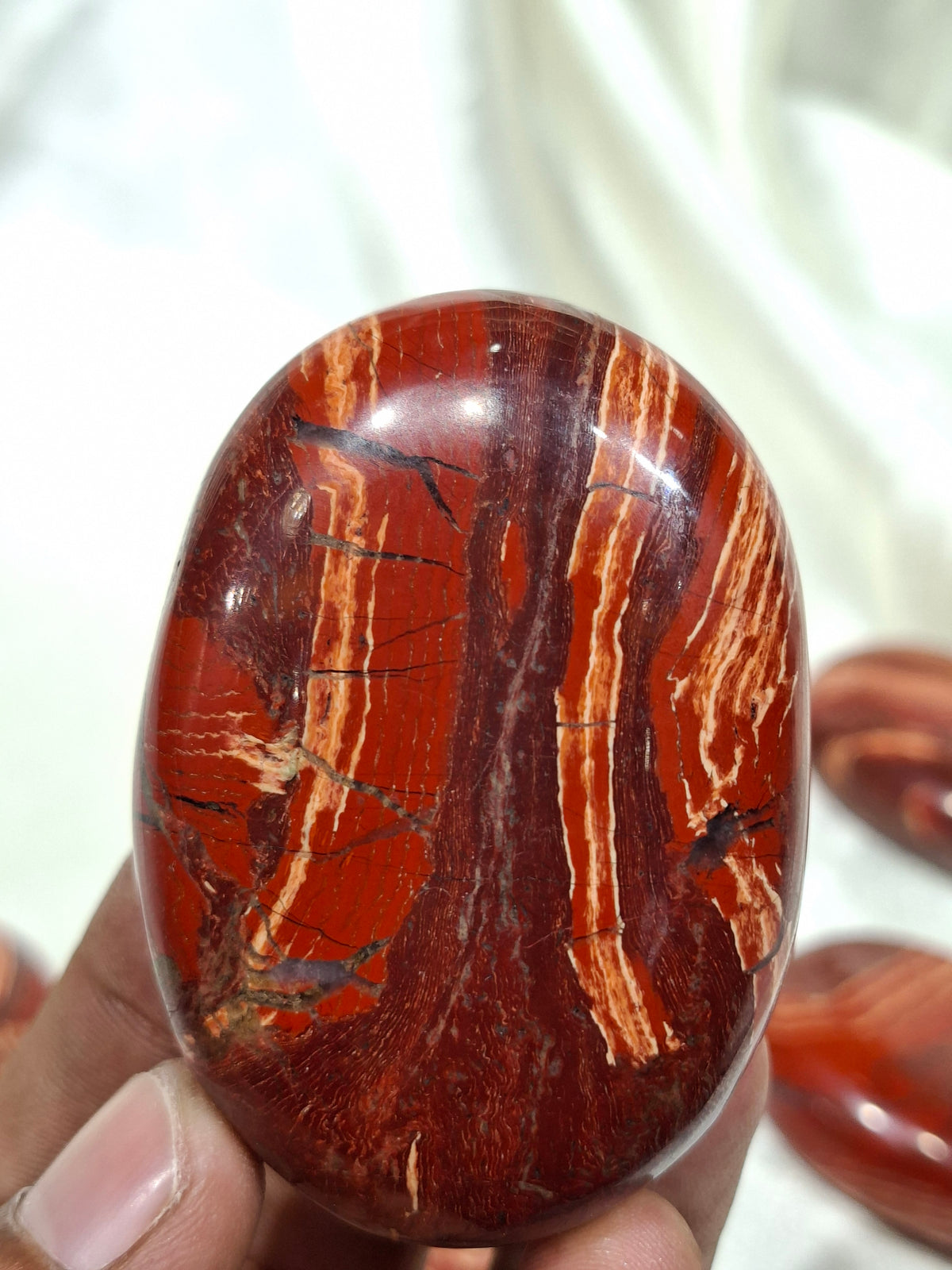 Natural Snake Skin Jasper Palm Stone | Polished Jasper Crystal