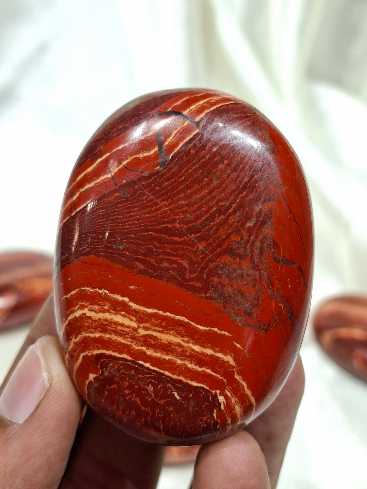 Natural Snake Skin Jasper Palm Stone | Polished Jasper Crystal