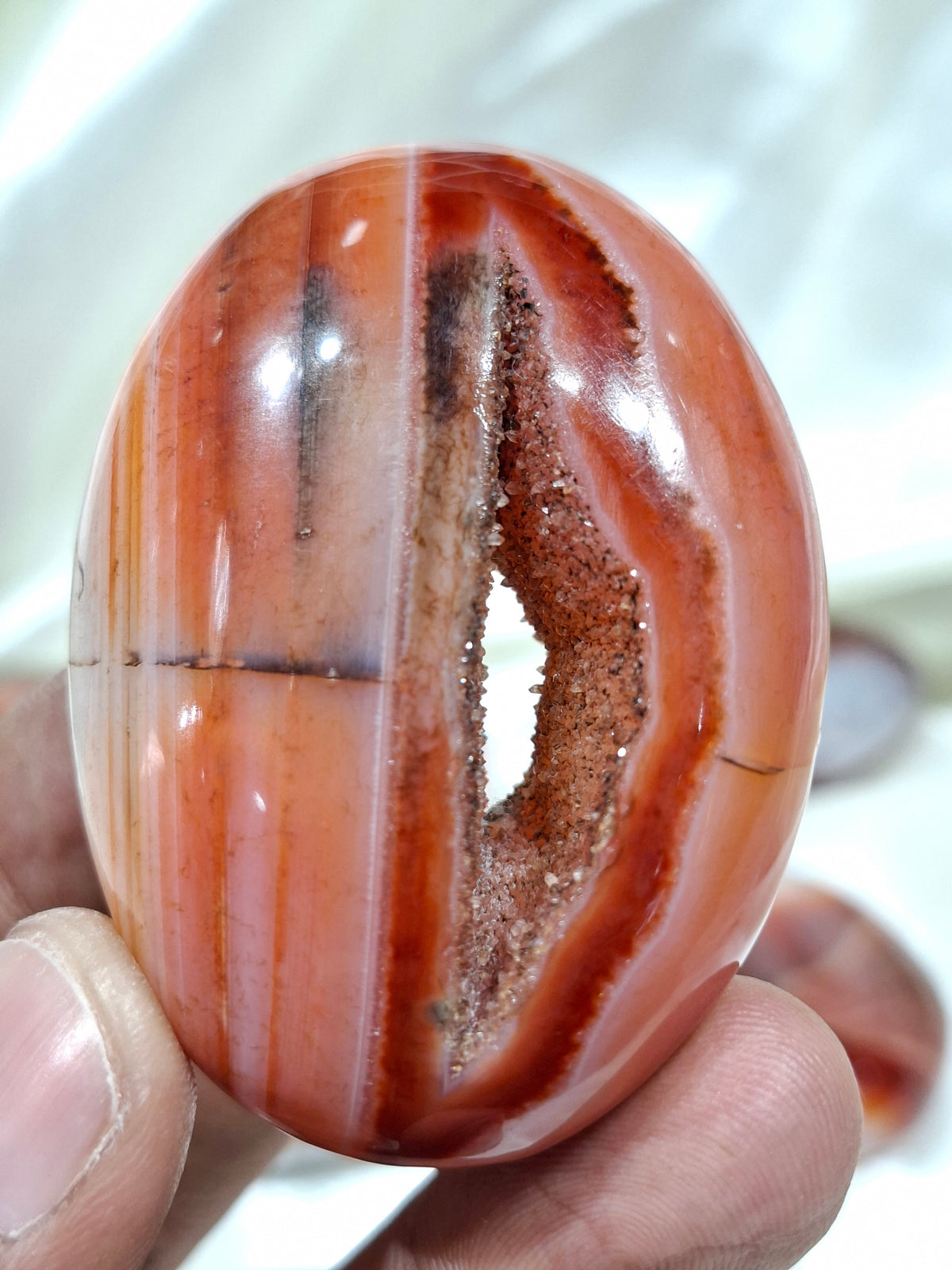 Natural Red Carnelian Palm Stone | Polished Carnelian Crystal