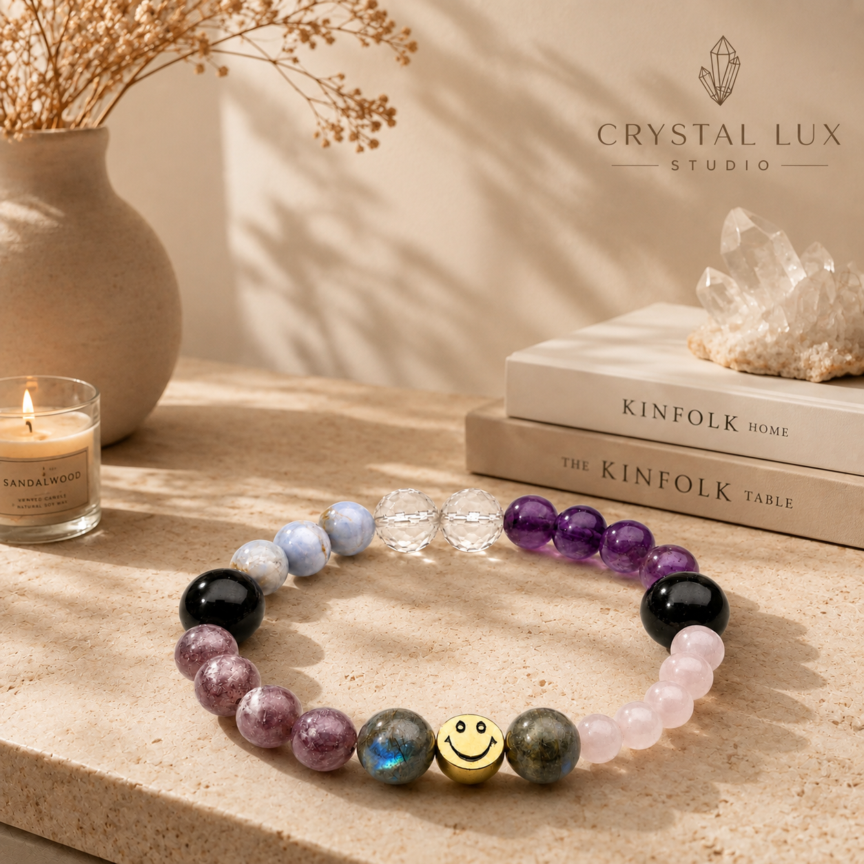 Serene Soul Natural Gemstone Bracelet | Healing Crystals, Positive Energy & Emotional Balance