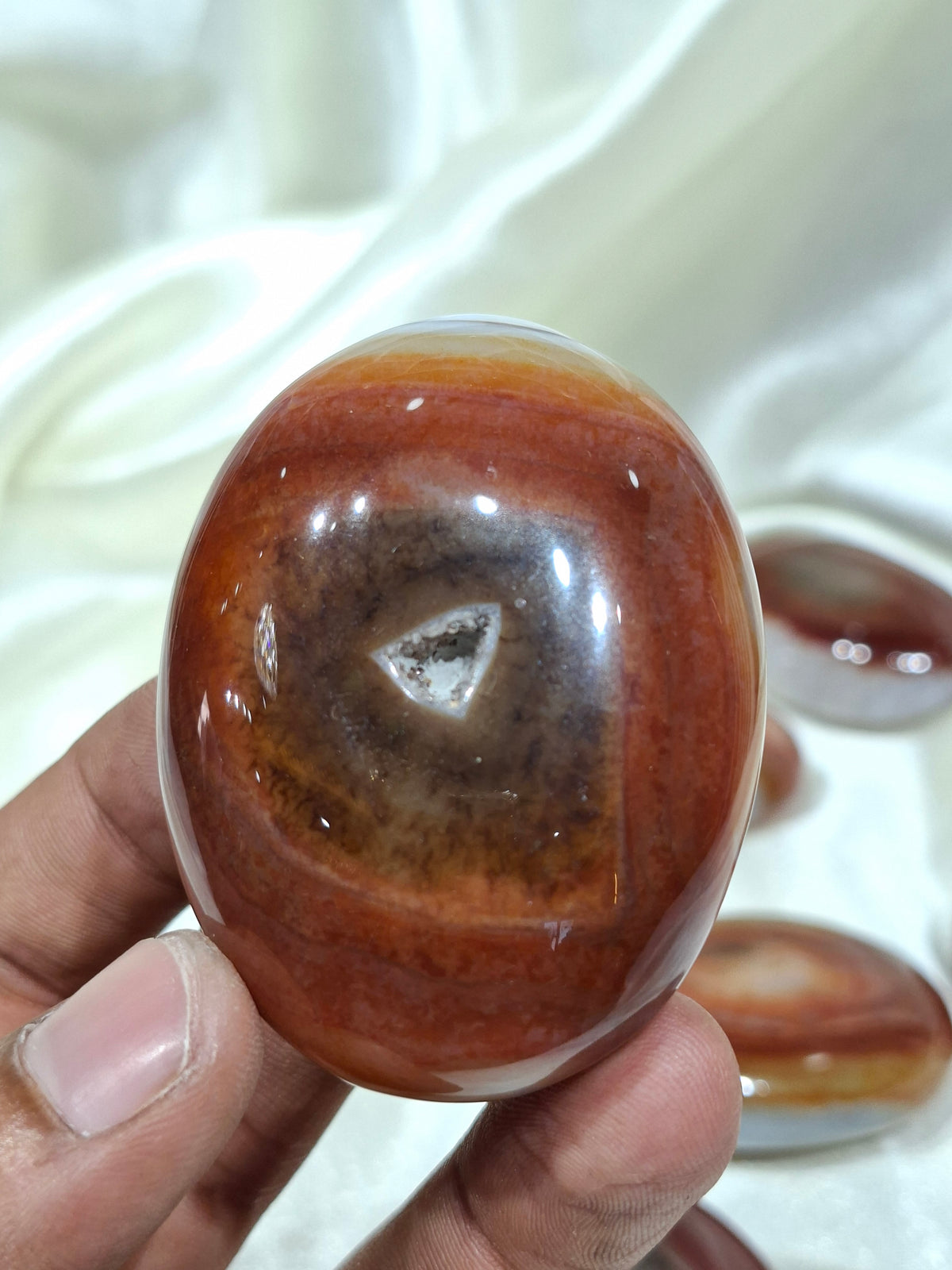 Natural Red Carnelian Palm Stone | Polished Carnelian Crystal