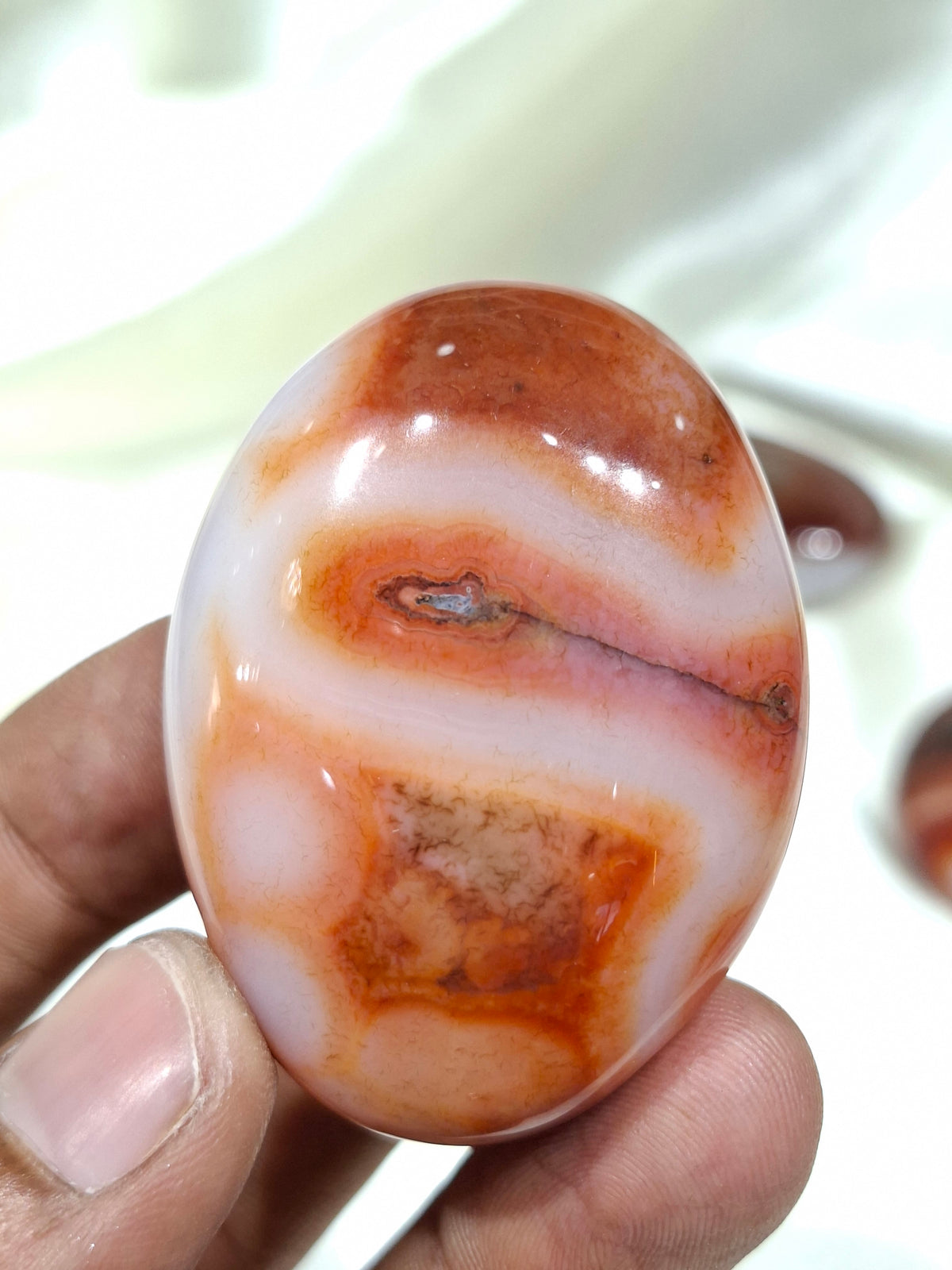 Natural Red Carnelian Palm Stone | Polished Carnelian Crystal
