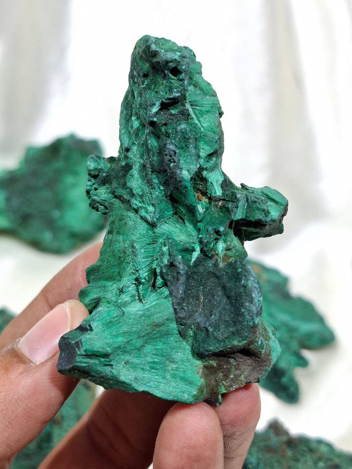 Natural Silk Malachite Raw Crystal Specimen | Rare Green Malachite