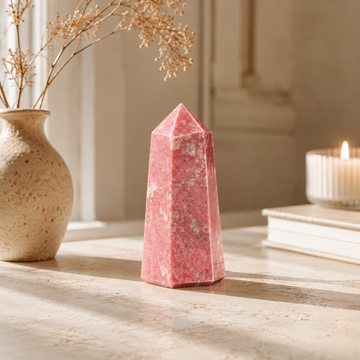 Thulite Crystal Tower for Emotional Healing & Self Love | Natural Pink Healing Stone