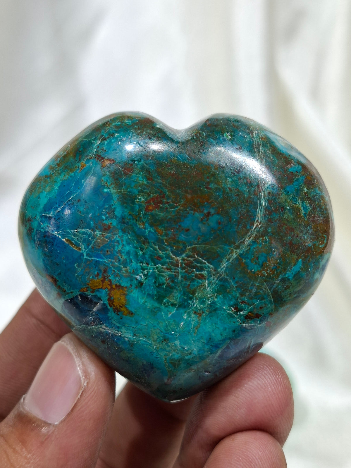 Shattuckite Chrysocolla Puffy Heart | Natural Crystal Heart