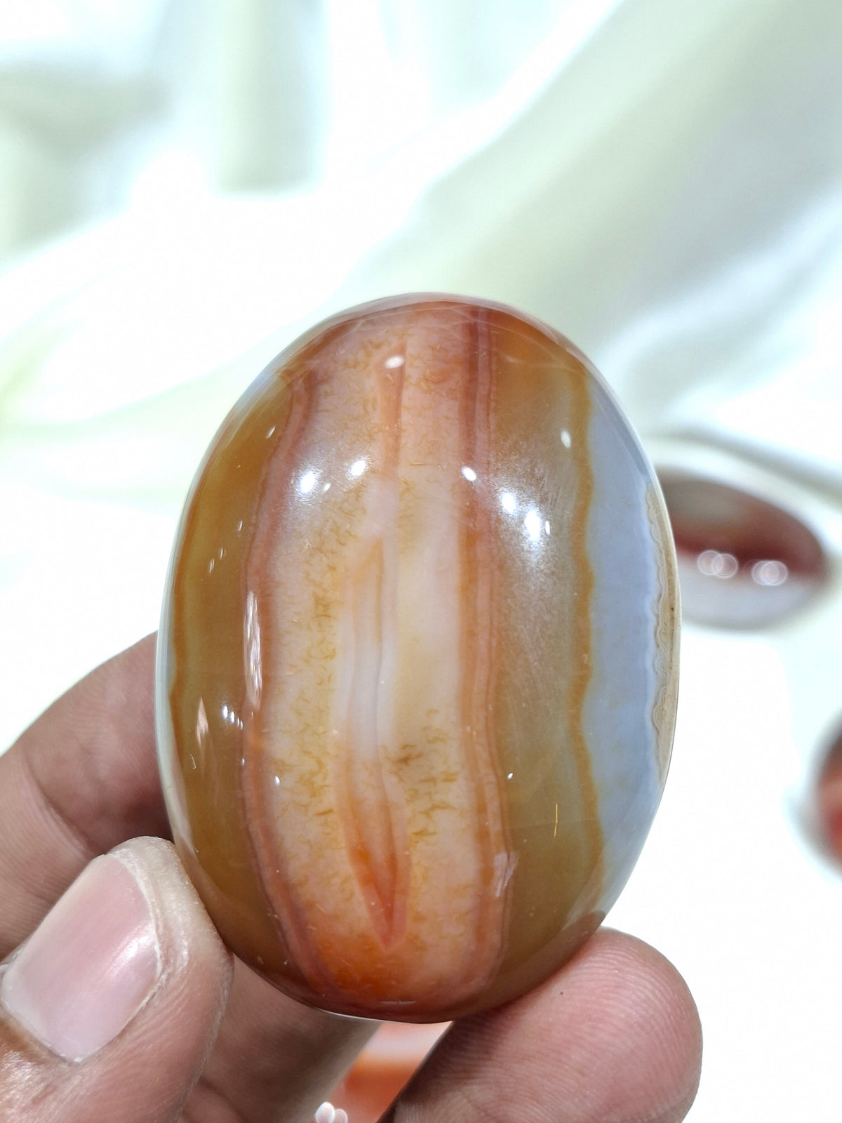 Natural Red Carnelian Palm Stone | Polished Carnelian Crystal