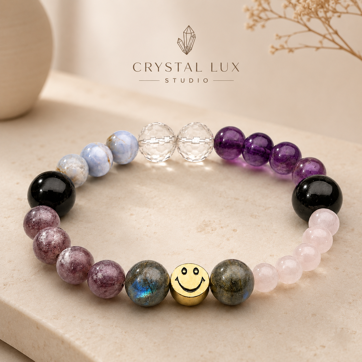 Serene Soul Natural Gemstone Bracelet | Healing Crystals, Positive Energy & Emotional Balance