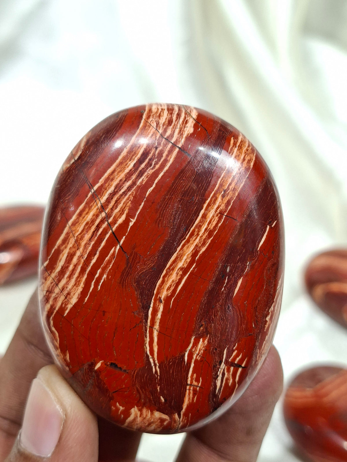 Natural Snake Skin Jasper Palm Stone | Polished Jasper Crystal