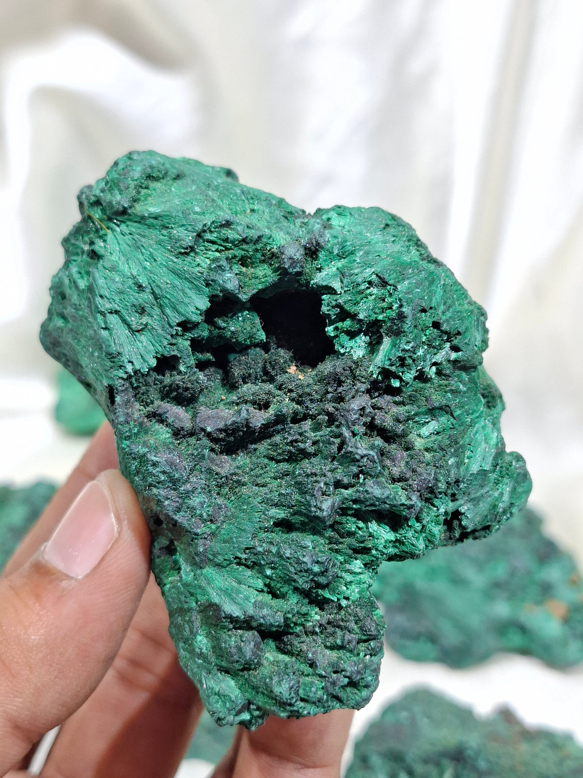 Natural Silk Malachite Raw Crystal Specimen | Rare Green Malachite