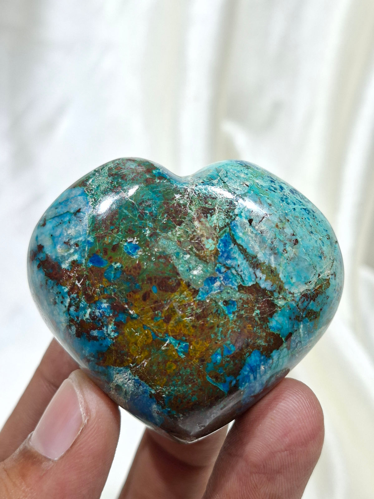 Shattuckite Chrysocolla Puffy Heart | Natural Crystal Heart