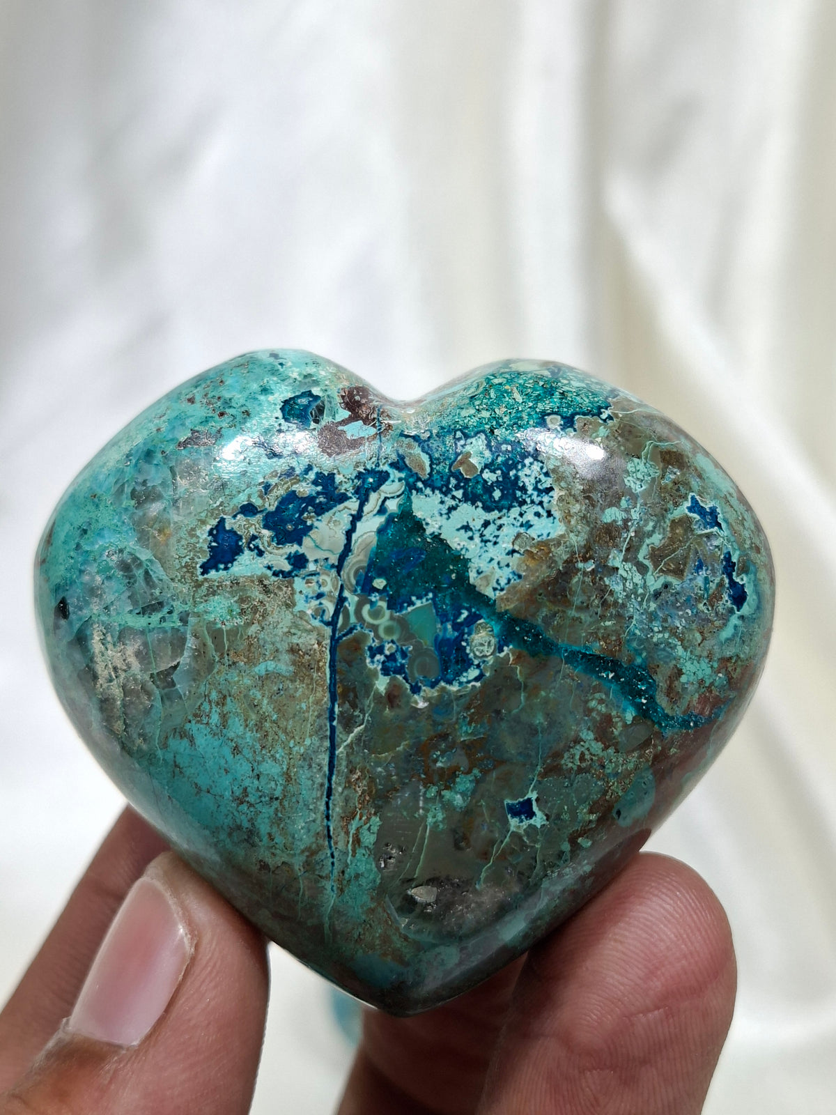 Shattuckite Chrysocolla Puffy Heart | Natural Crystal Heart