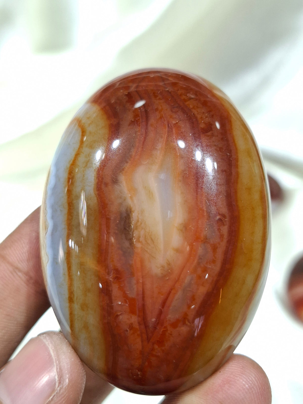 Natural Red Carnelian Palm Stone | Polished Carnelian Crystal